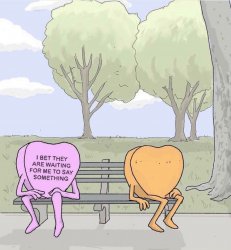Candy hearts on a park bench Meme Template