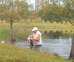 Florida Man Saves Puppy from Alligator Meme Template