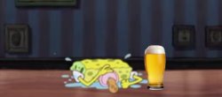 Spongebob depressed at the bar with beer Meme Template
