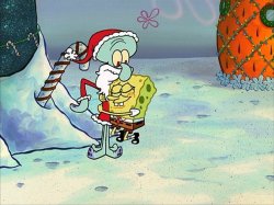 SpongeBob and Squidward Christmas Meme Template