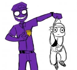 Purple Guy Holding Little Mikey Meme Template