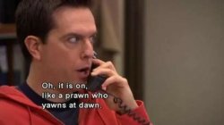 Andy Bernard Oh, it is on, like a prawn who yawns at dawn Meme Template