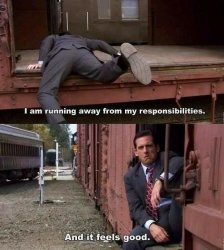 Michael Scott I am running away from my responsibilities long Meme Template