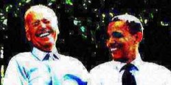 Joe Biden Obama laughing deep-fried Meme Template