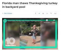 florida man thaws turkey in pool Meme Template