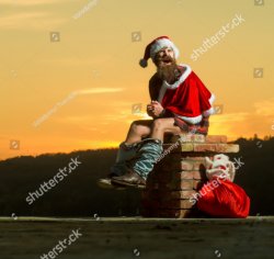 Santa Shitting by Dark Stock Photos Meme Template