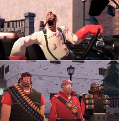 laughing wolf but tf2 Meme Template