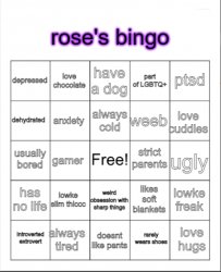 rose's bingo Meme Template