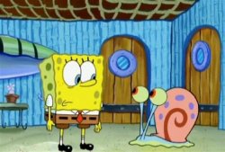 Spongebob and Gary Awkward moment Meme Template