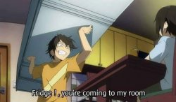 Durarara!! Shizuo fridge 3 Meme Template