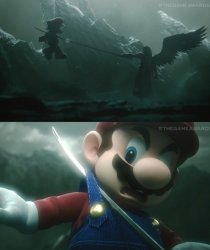 Sephiroth stabbing Mario Meme Template