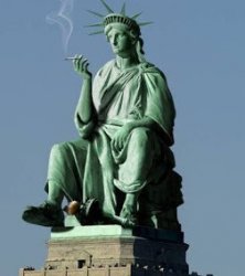 Lady Liberty smoke break Meme Template