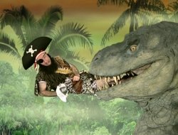 Patchy being eaten by T.rex Meme Template