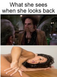 What She Sees When She Looks Back Meme Template