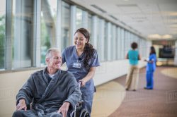 Nurse pushing old man wheelchair Meme Template