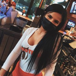 Hooters girl face mask Meme Template