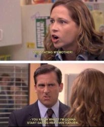 Pam and Michael arguing Meme Template