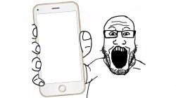 wojak shows on his phone iphone Meme Template