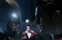 Batman vs. Superman with Shazam in the background Meme Template