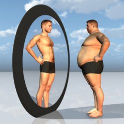 fat man looking into mirror Meme Template