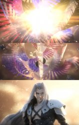 Sephiroth slices Galeem in half Meme Template