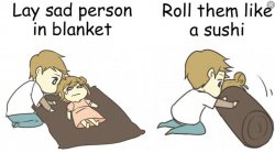 Lay sad person in blanket Meme Template