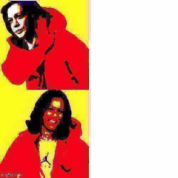 Kamala Harris Hotline Bling deep-fried 2 Meme Template