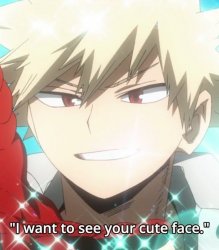 Bakugou I want to see your cute face Meme Template