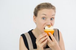 Woman eating cupcake Meme Template