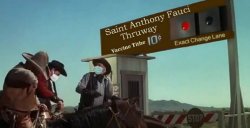 Saint Fauci thruway toll booth Meme Template