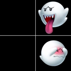 Drake alternative Boo ghost Super Mario (right, reversed, dark) Meme Template