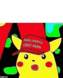 MAGA surprised Pikachu HD deep-fried 2 Meme Template