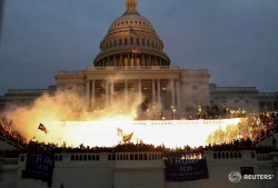 Capitol Hill Raid Protest Fire Burning Trump Meme Template