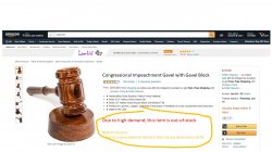 Amazon Impeachment Gavel Out of Stock Due to High Demand Meme Template