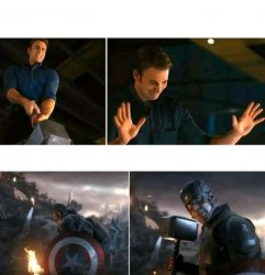 Cap Lifts Mjolnir Meme Template