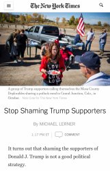 NYT stop shaming Trump supporters Meme Template