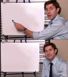 Jim pointing at whiteboard Meme Template