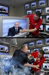 Putin breaking out a tv Meme Template