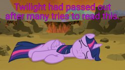Twilight had passed out after many tries to read this. Meme Template