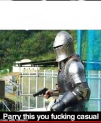 Knight with Gun Meme Template