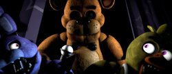 Bonnie and Chica scared of Freddy Meme Template