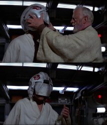 Obi-Wan blinds Luke Meme Template