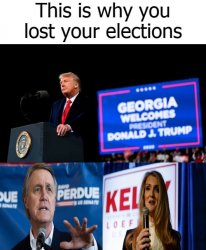 David Perdue And Kelly Loeffler This Is Why You Lost Meme Template