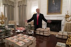 Trump Presiding over Fast Food Feast Meme Template