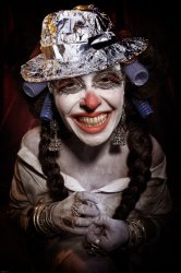 Clownville Mother Smiling  tin foil hat Clown Meme Template