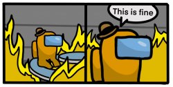 This is fine among us Meme Template