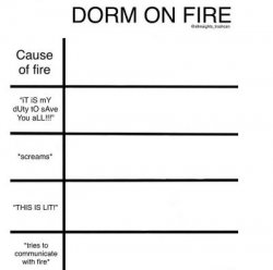 dorm on fire Meme Template