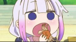 Kanna eating a crab Meme Template