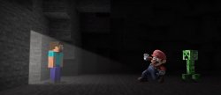 Mario meets Steve and creeper Meme Template