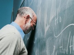 teacher head against chalkboard Meme Template